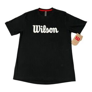 NWT Wilson Script Graphic Tee Black Size Large Slim Fit Eco‎ Cotton Shirt Unisex